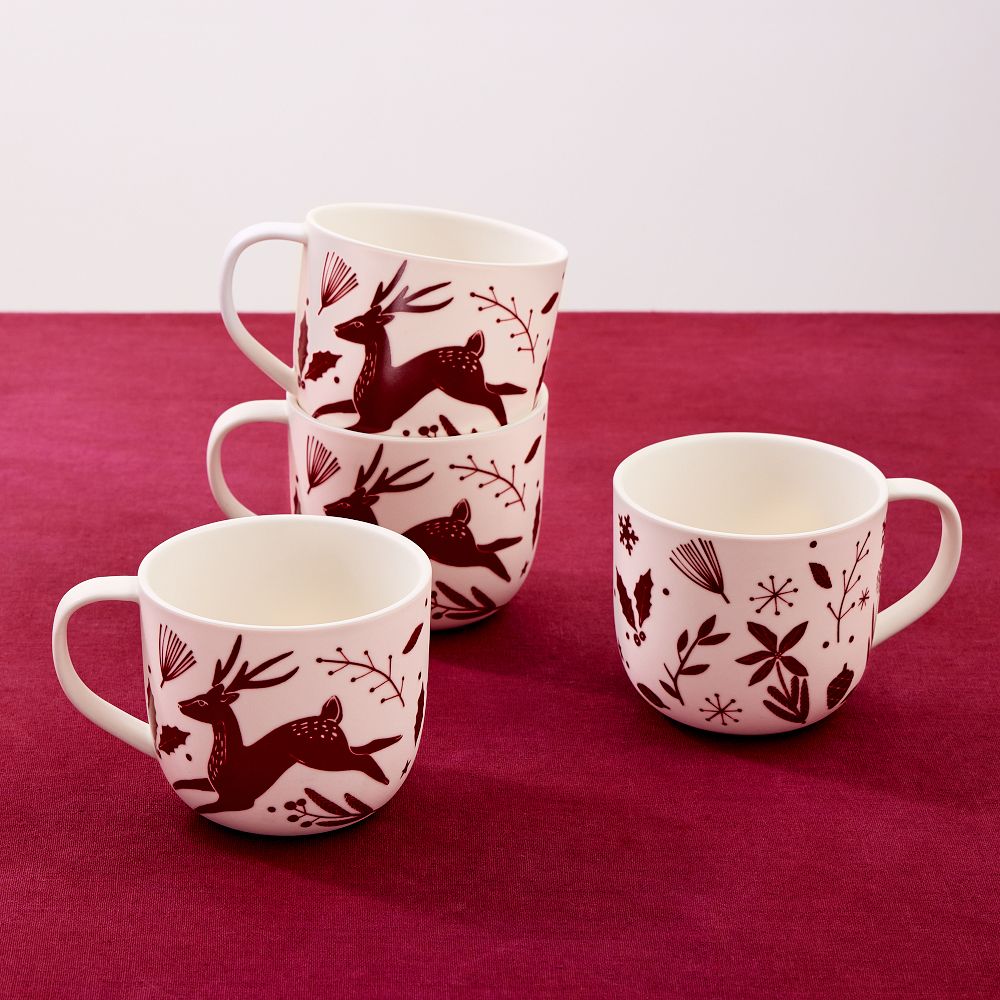 Scandi Wood Block Stoneware Mug Sets West Elm