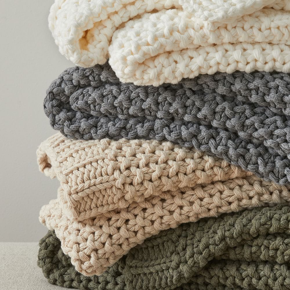 Chunky Cotton Knit Throw West Elm