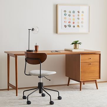 Mid-Century Modular Desk w/ File Cabinet (70