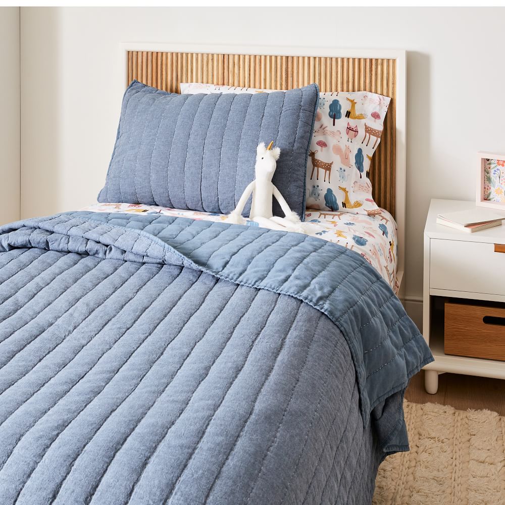 European Flax Linen Cotton Pick Stitch Quilt & Shams | West Elm