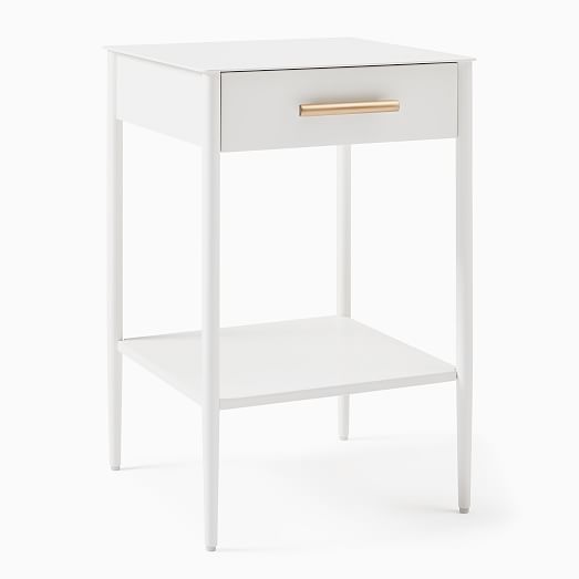 white iron nightstand