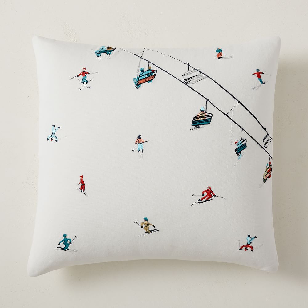 Embroidered Ski Slope Pillow Cover West Elm