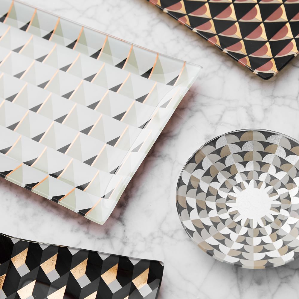 Geo Decoupage Glass Trays West Elm