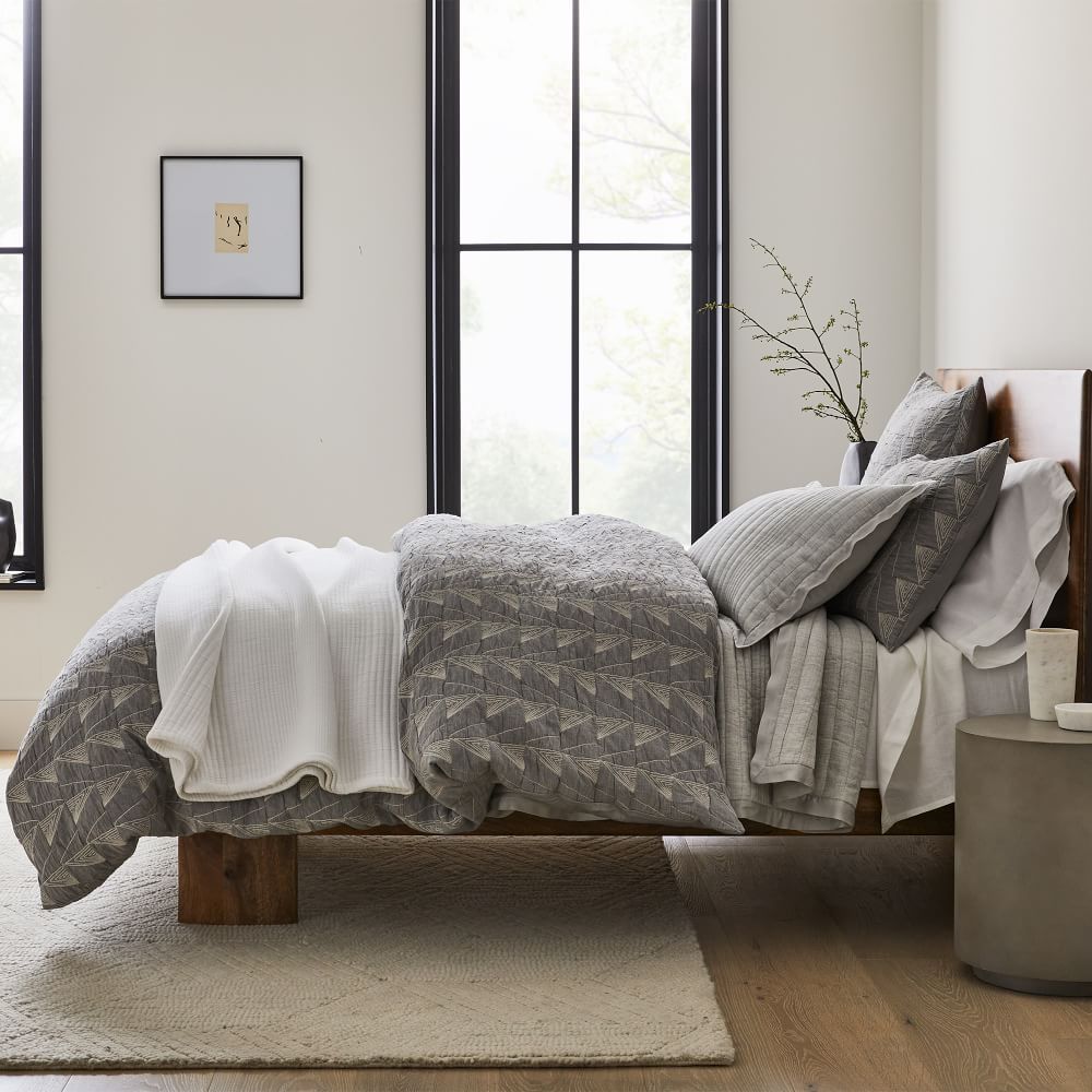 Textural Linework Layered Bedding Look West Elm