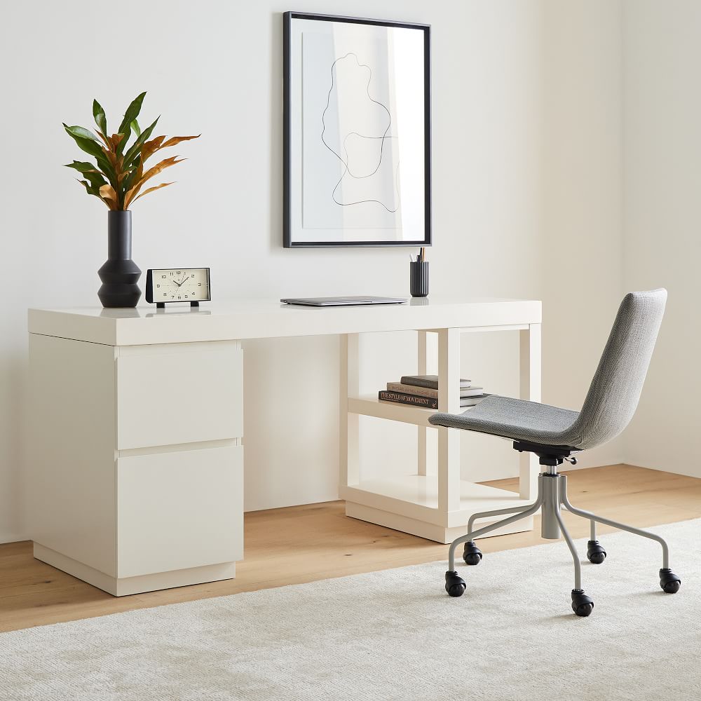 Parsons File Cabinet & Open Storage Desk Set (62") | West Elm