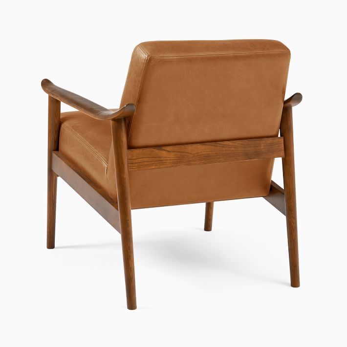 west elm mid century chair leather