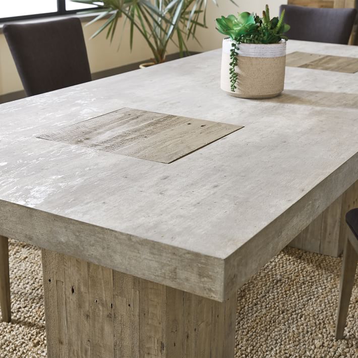 cement and wood dining table