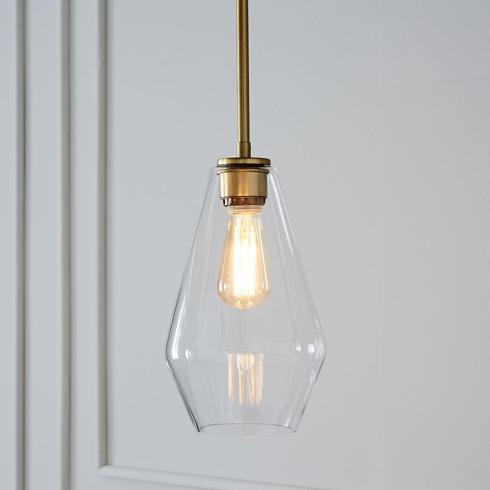 Sculptural Glass Geo Pendant - Medium (Clear) | West Elm