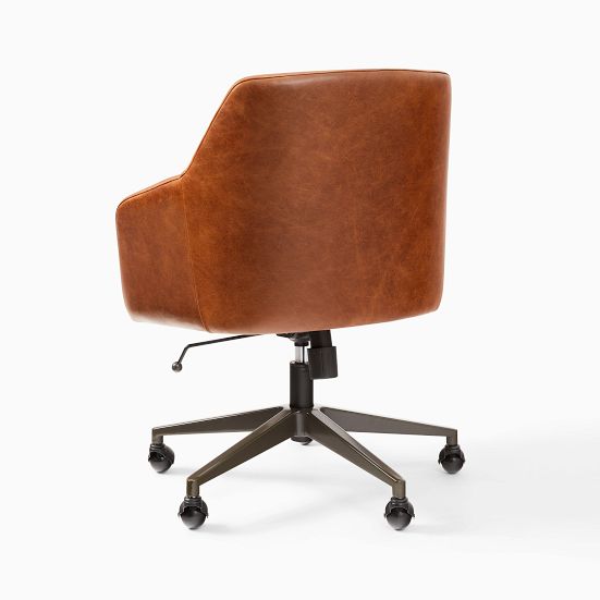 Helvetica Leather Swivel Office Chair West Elm