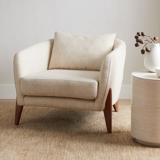 Model 26 Panana Modern Linen Fabric Tub Chair Armchair Dining Living Room Lounge Office Grey Sofa Armchair 
