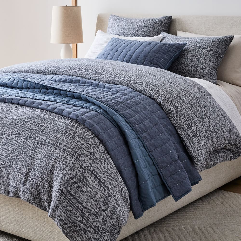 European Flax Linen Cotton Pick Stitch Quilt & Shams West Elm