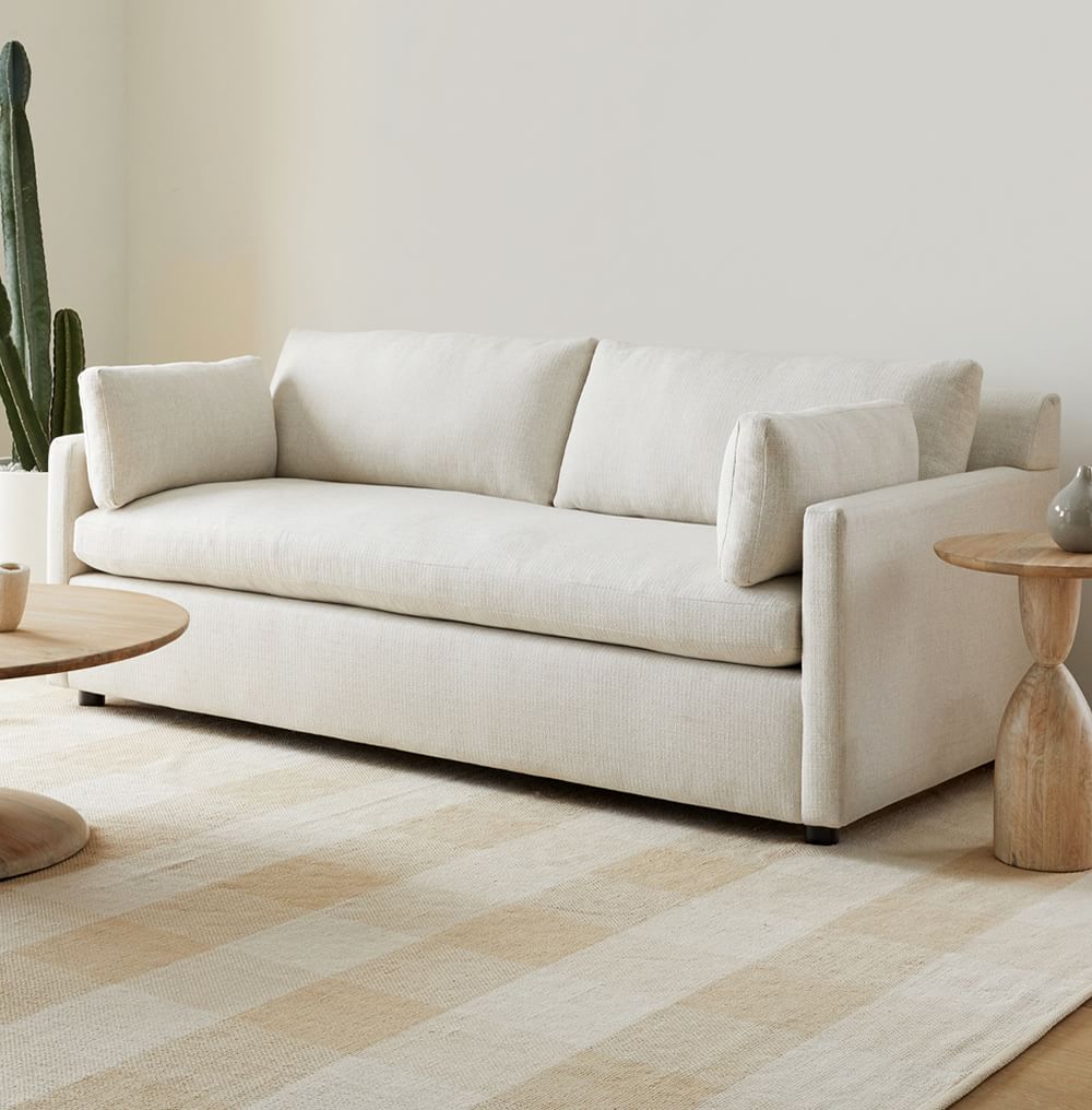 Marin 86" Sofa, Standard Depth, Performance Basketweave, Alabaster
