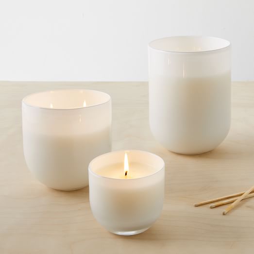 White & Gold Candle Smoked Tonka West Elm