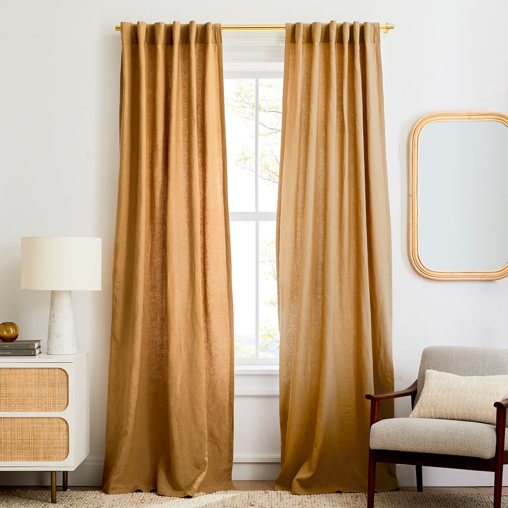 European Flax Linen Curtain - Camel | West Elm