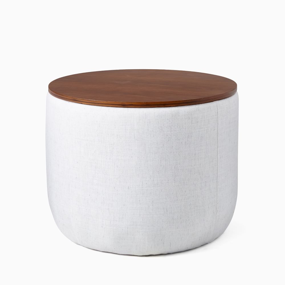 Upholstered Round Storage Ottoman West Elm