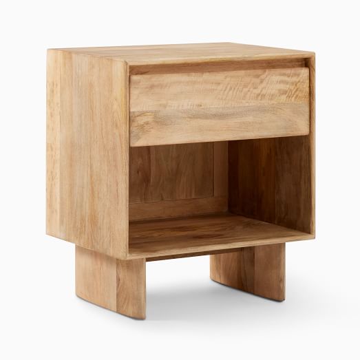 small natural wood nightstand