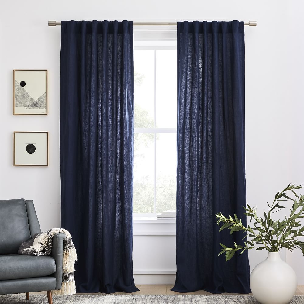 European Flax Linen Curtain Midnight West Elm
