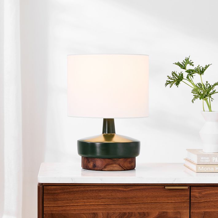 wood and ceramic table lamp