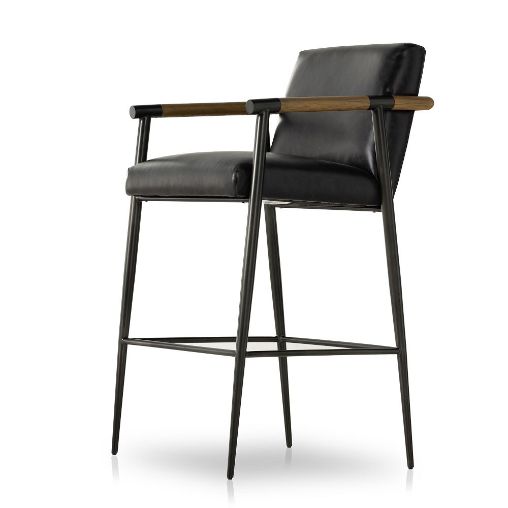 Carbon Framed Leather Bar & Counter Stools West Elm