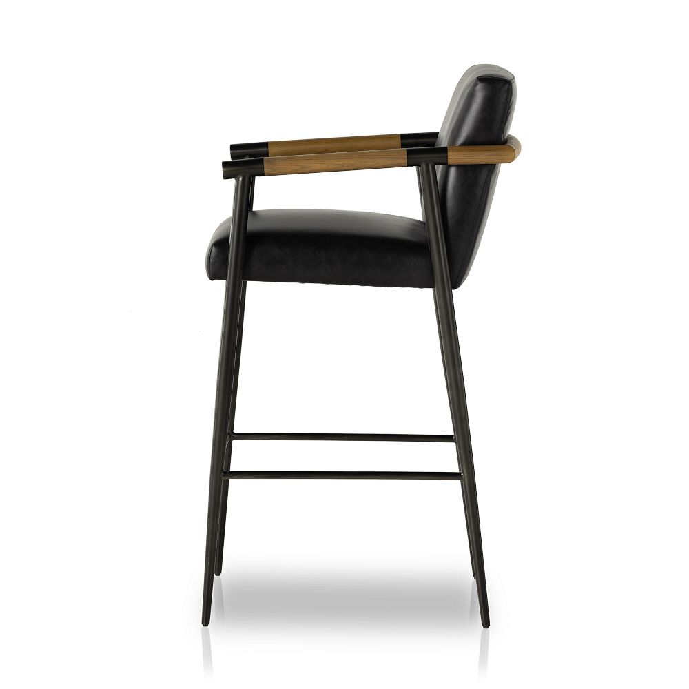 Carbon Framed Leather Bar & Counter Stools West Elm