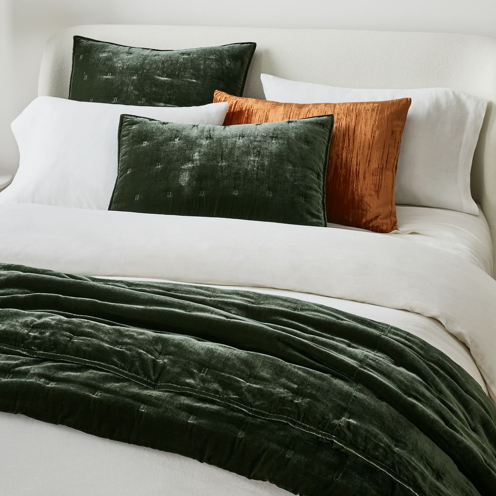 Lush Velvet Tack Stitch Quilt & Shams | West Elm