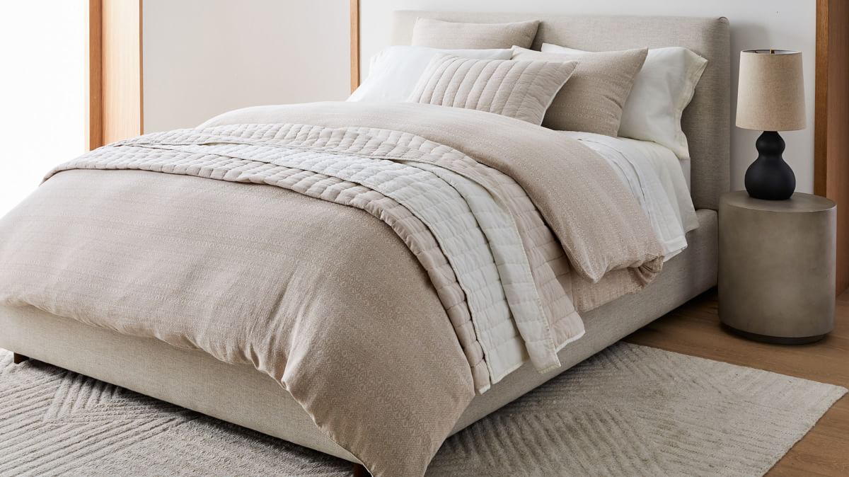 European Flax Linen Cotton Pick Stitch Quilt & Shams | West Elm