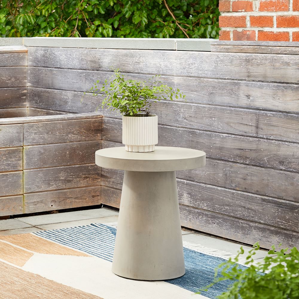 Concrete Pedestal Outdoor Round Side Table (18") West Elm