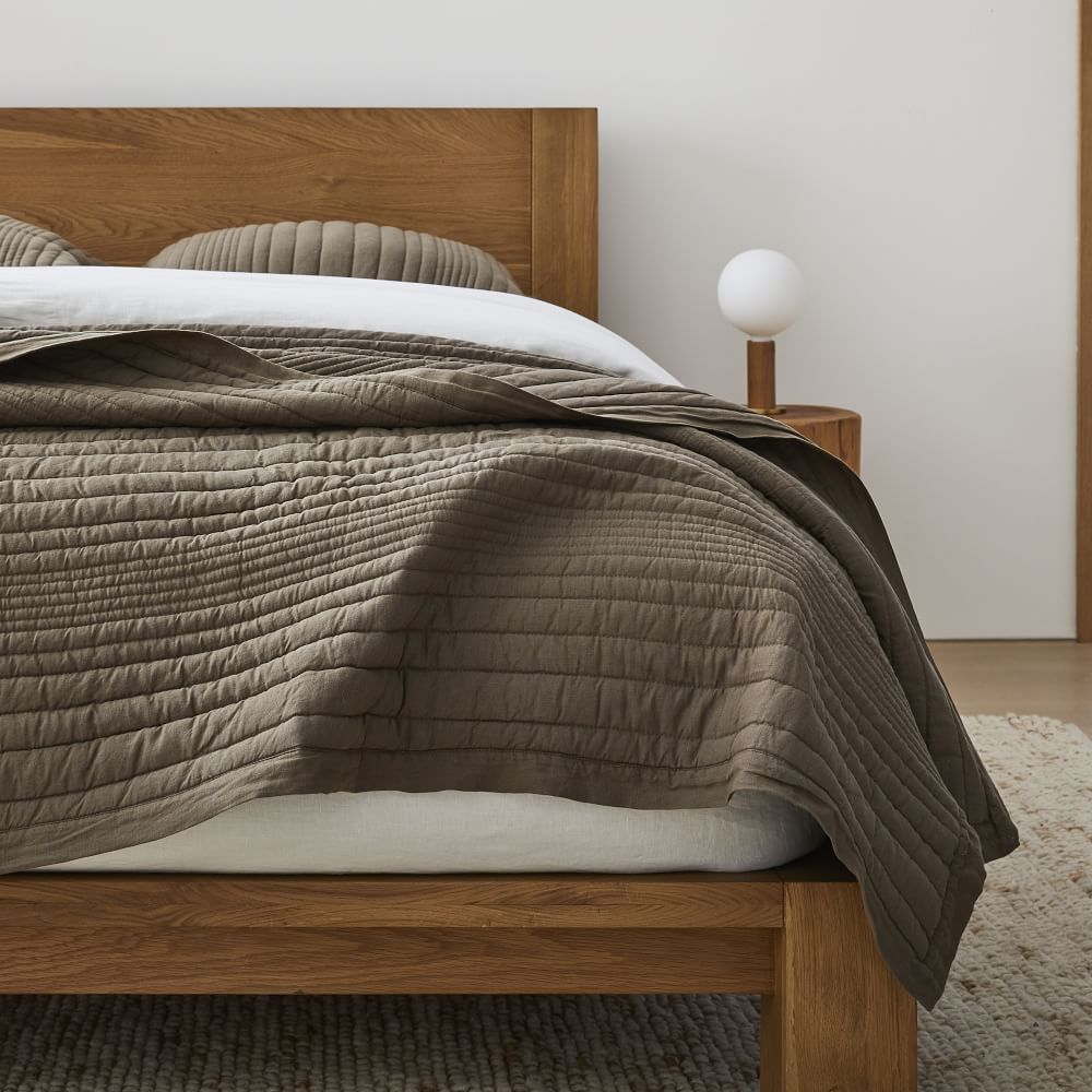 European Flax Linen Linework Quilt & Shams | West Elm