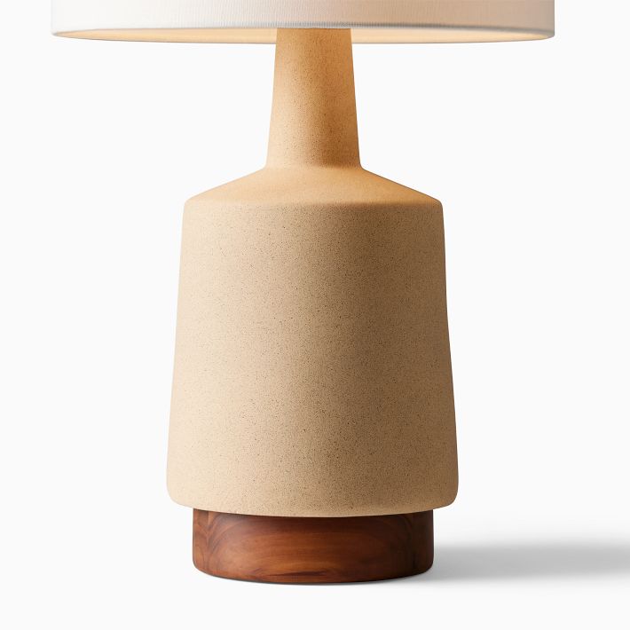 wood and ceramic table lamp