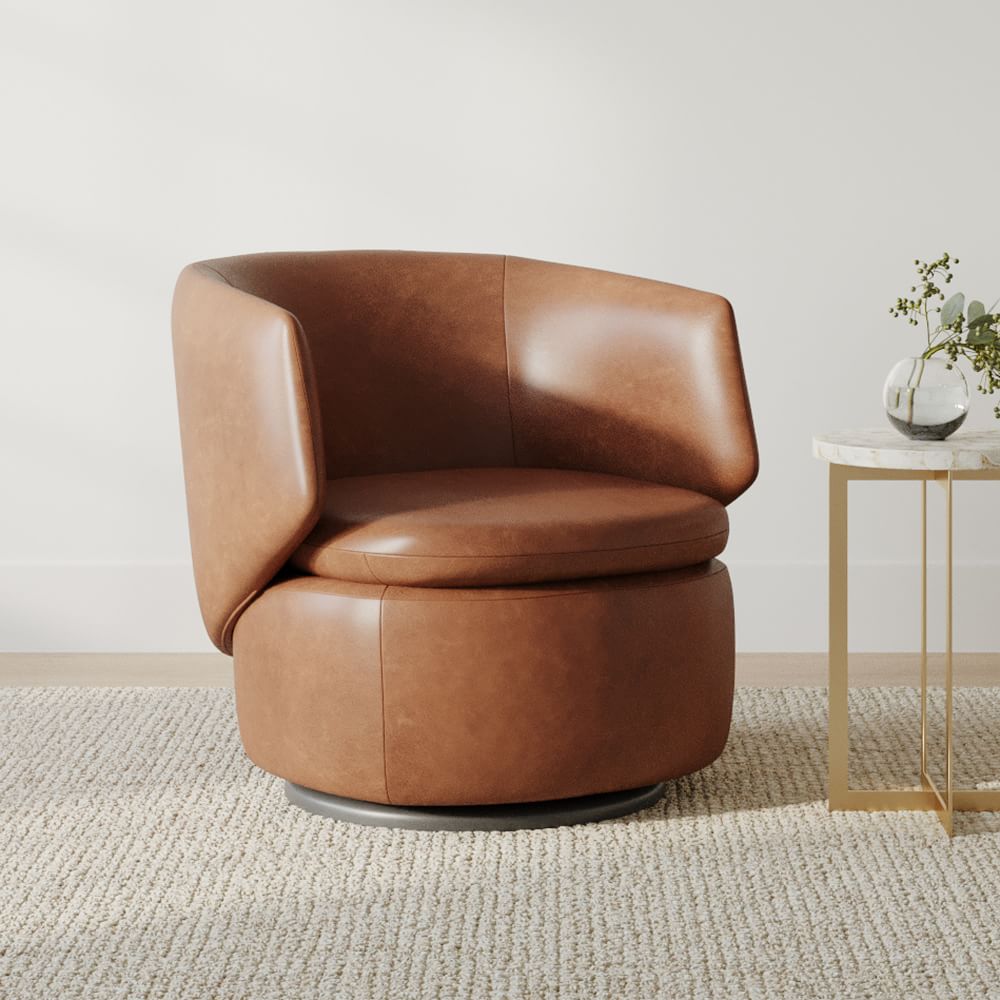 Crescent Leather Swivel Chair West Elm