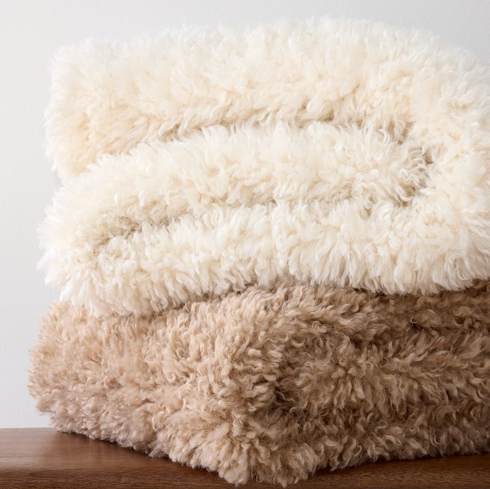 Faux Curly Lamb Fur Throw West Elm