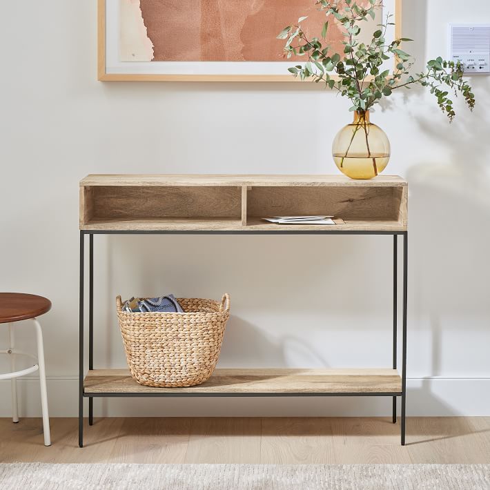 west elm industrial storage skinny console