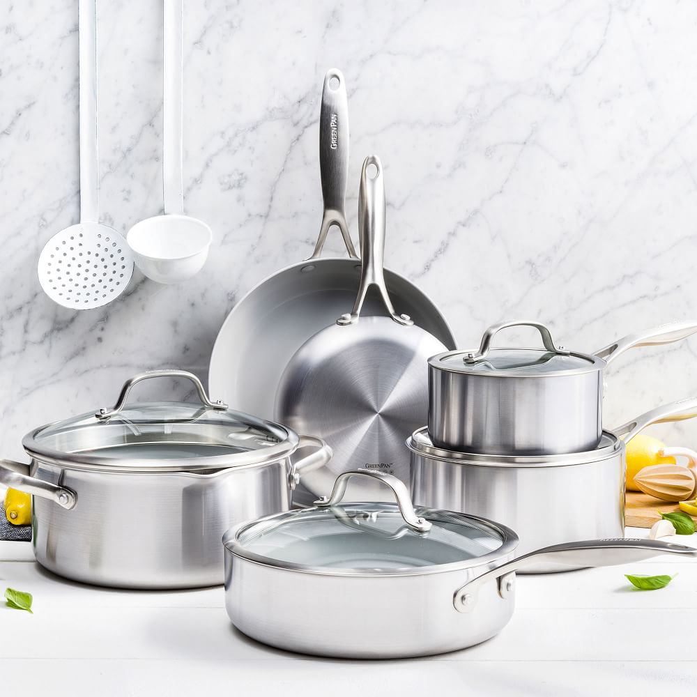 Greenpan® Venice Nonstick 10-Piece Stainless Steel Cookware Set | West Elm