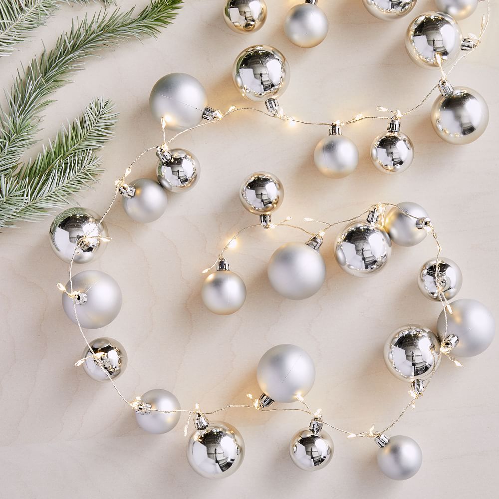 LED Silver Ornament Garland West Elm