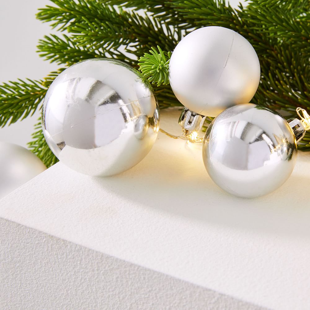 LED Silver Ornament Garland West Elm
