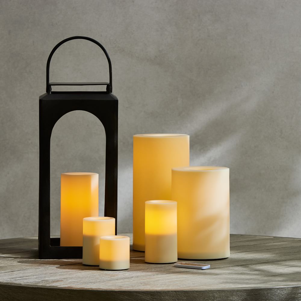 Outdoor Flickering Flameless Pillar Candles West Elm