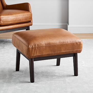 west elm leather chair and ottoman