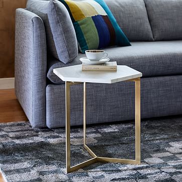 brass and white side table