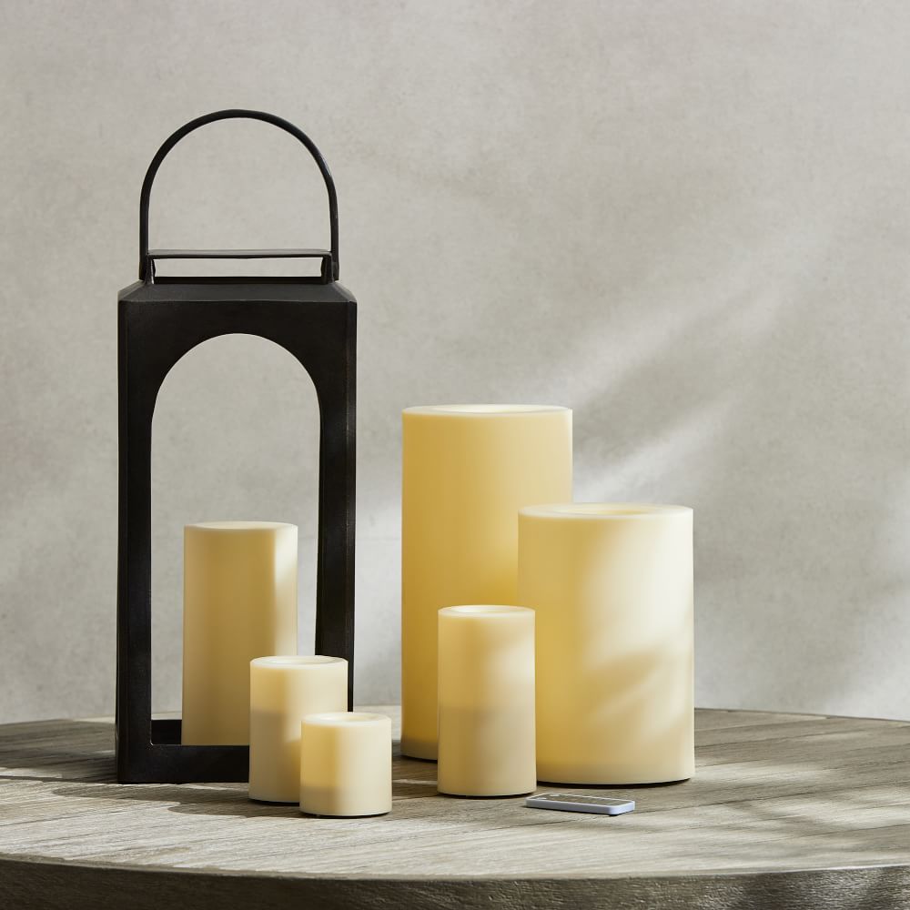 Outdoor Flickering Flameless Pillar Candles West Elm
