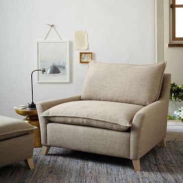 west elm bliss down filled chair and a half