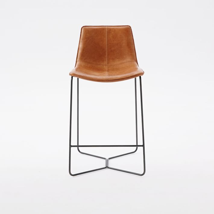 west elm slope leather bar stools