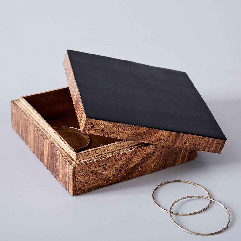 Wood + Black Decorative Box Large, Jewelry Organization West Elm