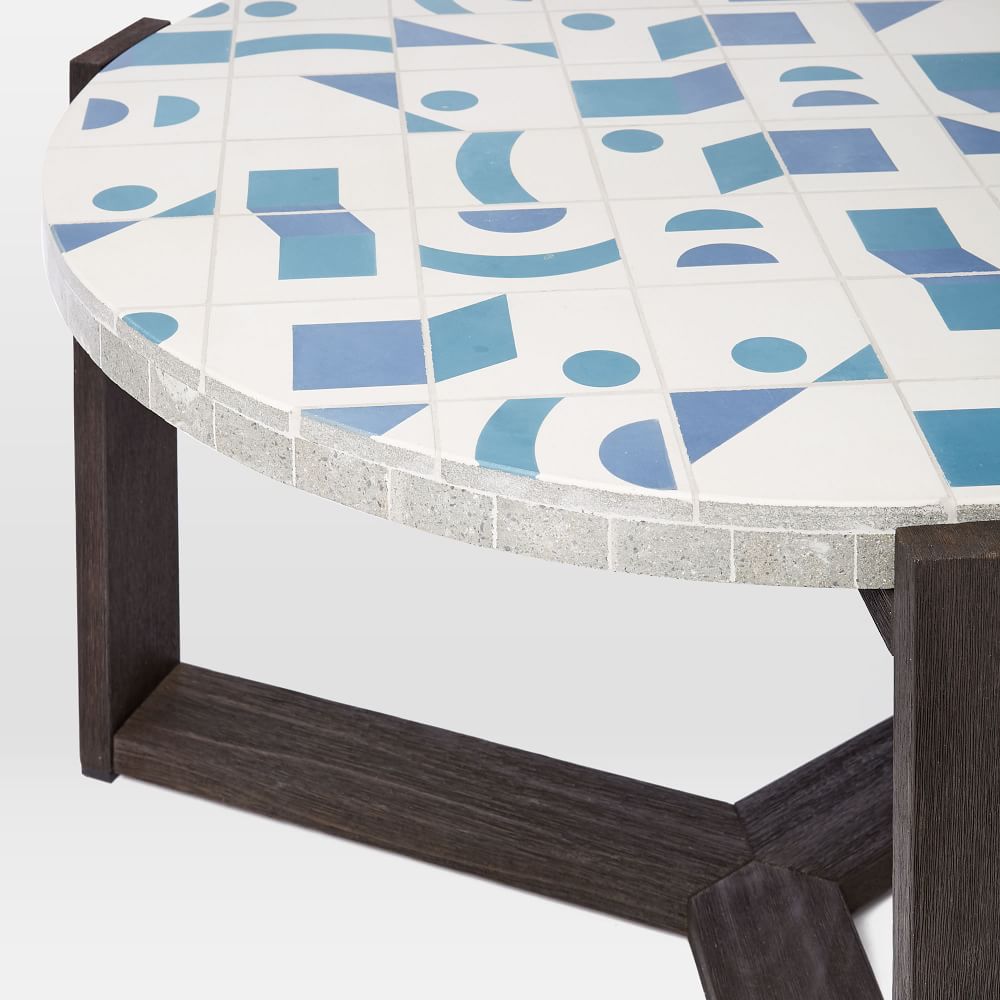 Mosaic Tiled Outdoor Coffee Table Two Tone Geo West Elm