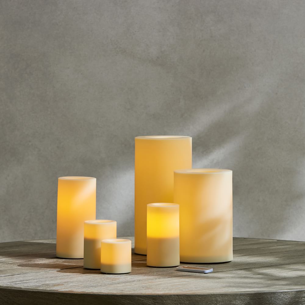 Outdoor Flickering Flameless Pillar Candles | West Elm