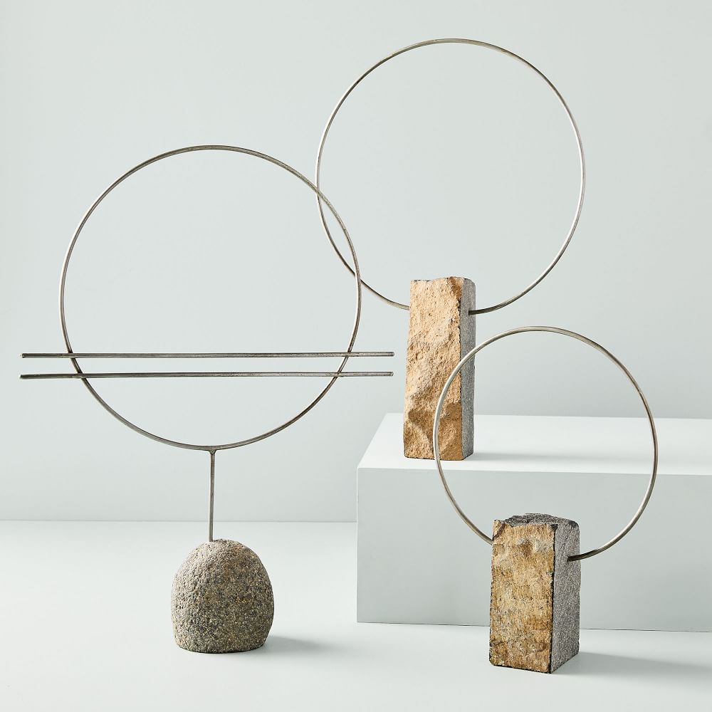 River Rock & Metal Sculptural Objects West Elm