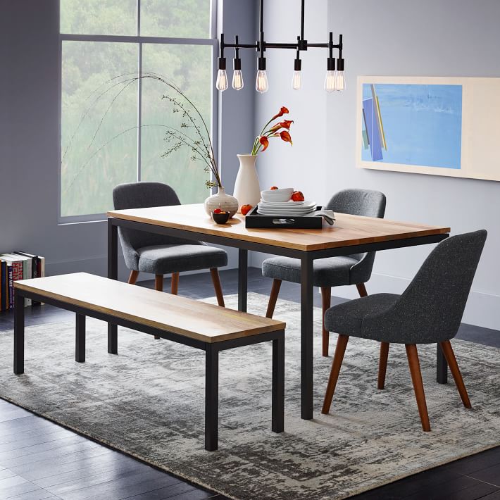 west elm table and bench