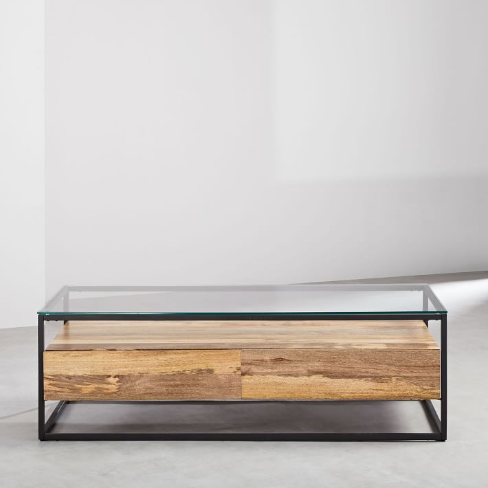 west elm New Industrial Storage Box Frame Coffee Table West Elm style 