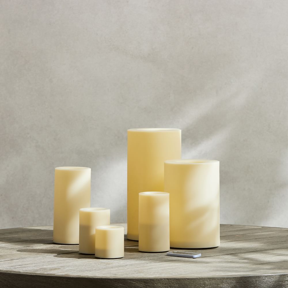 Outdoor Flickering Flameless Pillar Candles West Elm