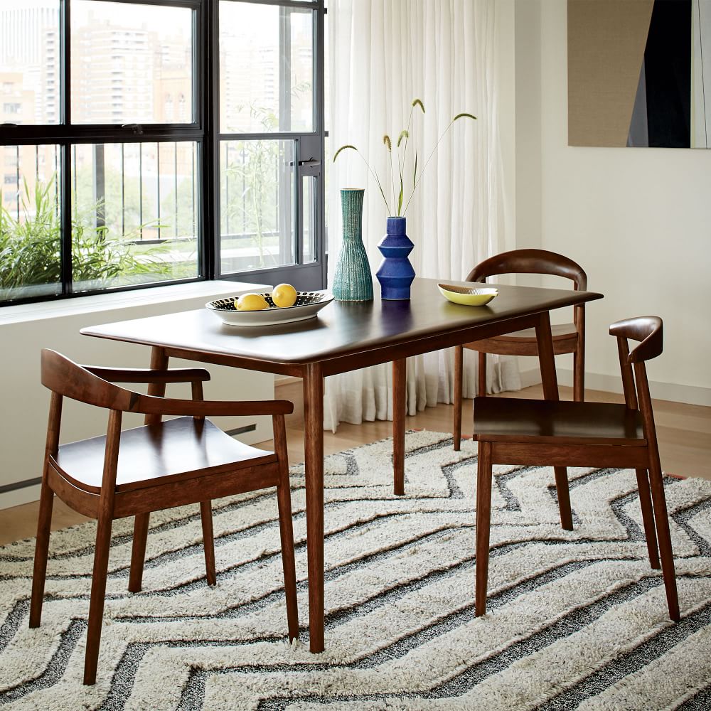 narrow mid century dining table