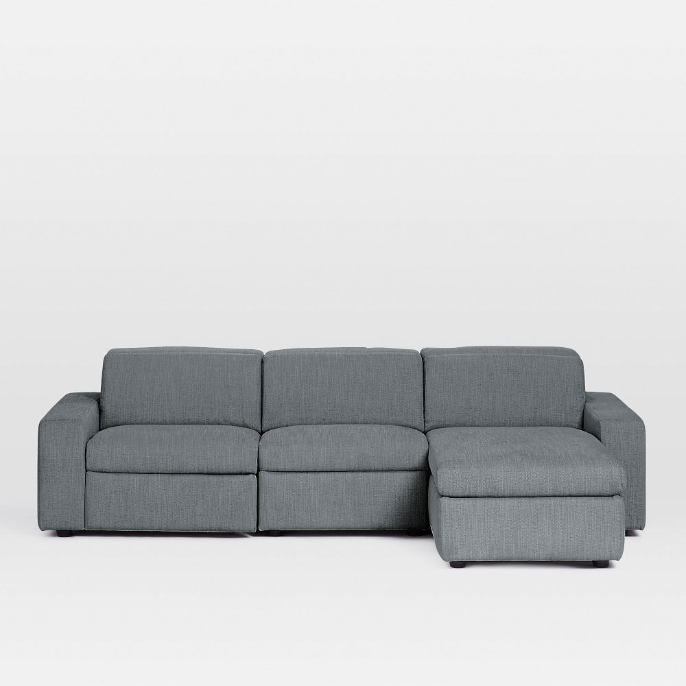 Enzo 3Piece Reclining Chaise Sectional w/ Storage (108") West Elm